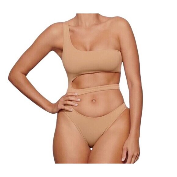 SKIMS Swim One Shoulder Monokini Ochre Womens 4X - Picture 2 of 12